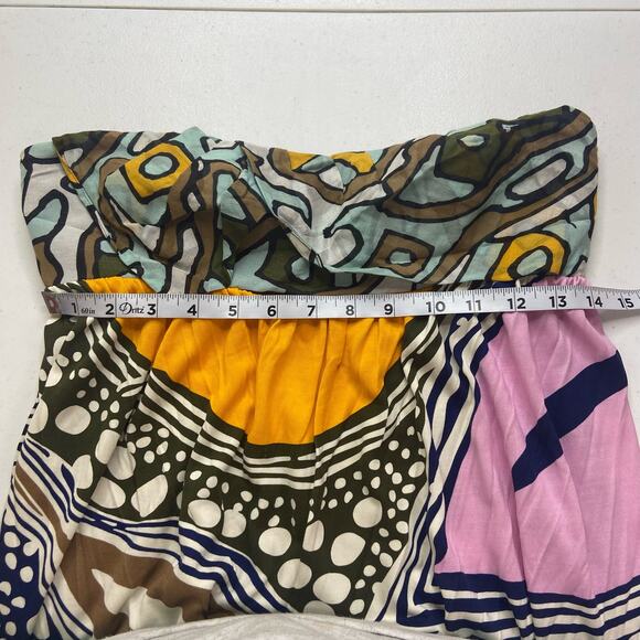 Diane von Furstenberg Silk Abstract Print Babydoll Strapless Dress Women's 4 Y2K - Picture 8 of 10